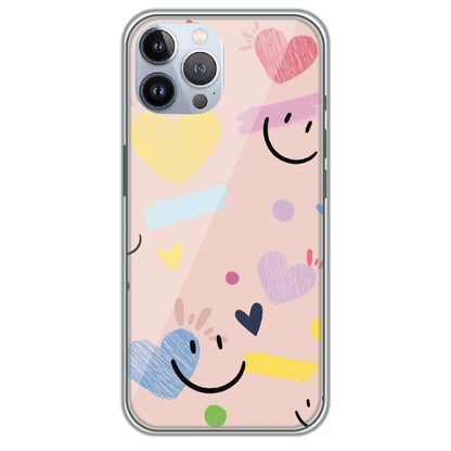 Happy Hearts Doodle - Printed Silicone Case for Apple iPhone 12 Pro Max