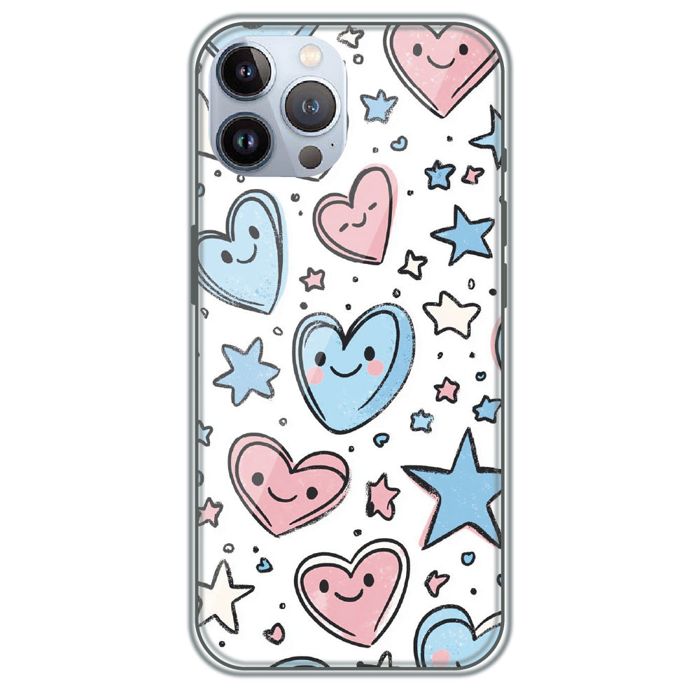 Smiling Hearts & Stars - Printed Silicone Case for Apple iPhone 12 Pro Max
