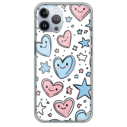Smiling Hearts & Stars - Printed Silicone Case for Apple iPhone 12 Pro Max