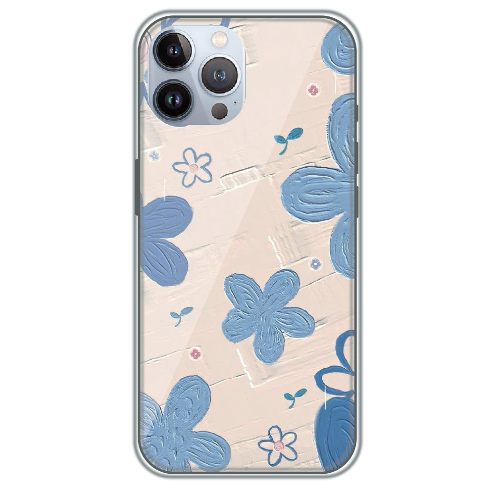 Textured Blue Blossoms - Printed Silicone Case for Apple iPhone 12 Pro Max
