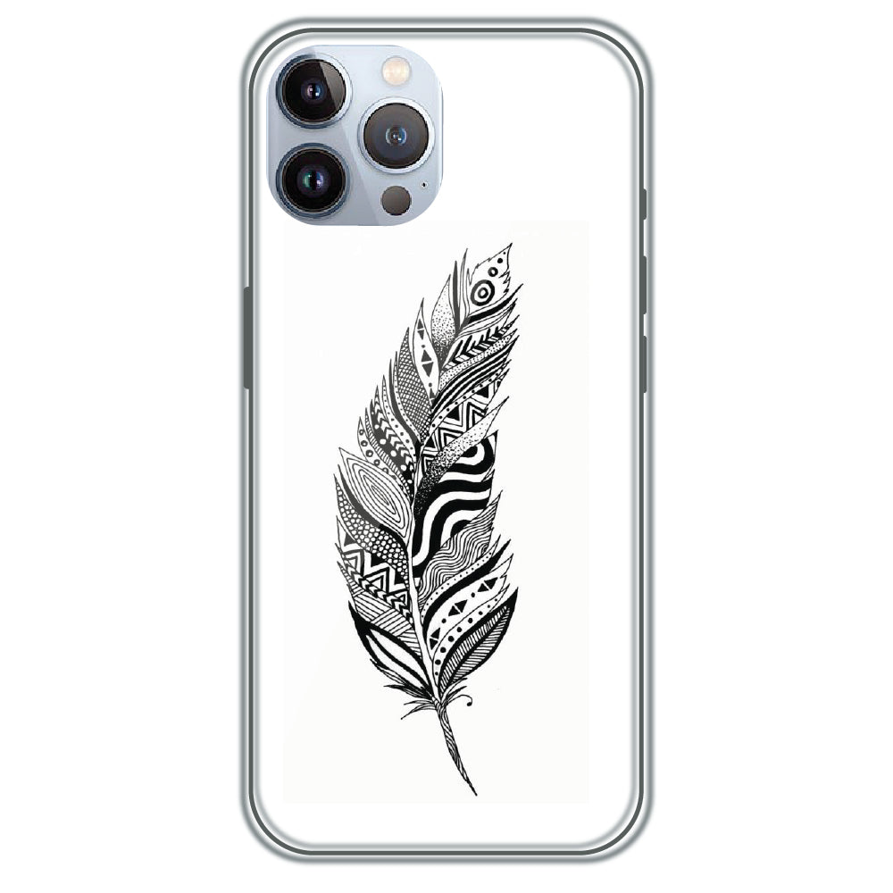 Zentangle Feather - Printed Silicone Case for Apple iPhone 12 Pro Max