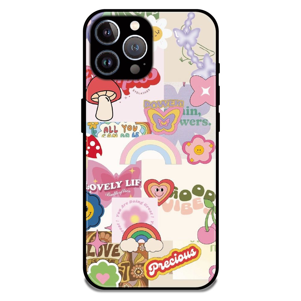Kawaii Sticker Pop - Glossy Metal Silicone Case For Apple iPhone 12 Pro Max