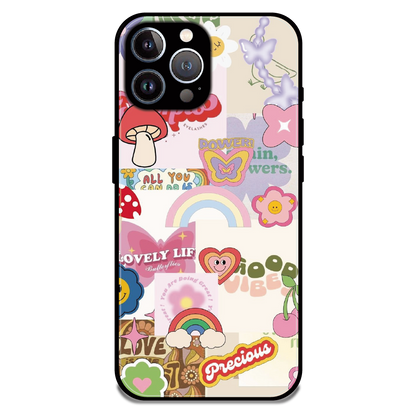 Kawaii Sticker Pop - Glossy Metal Silicone Case For Apple iPhone 12 Pro Max