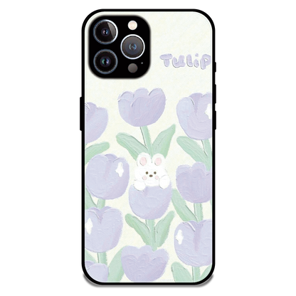 Cute Bunny Tulip - Glossy Metal Silicone Case For Apple iPhone 12 Pro Max