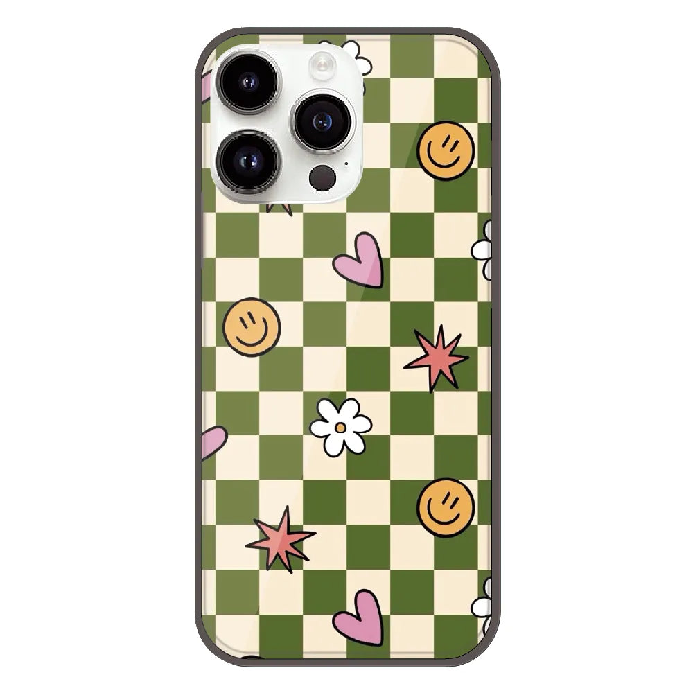 Checkerboard Smile Daisy Heart - Printed Silicone Case For Apple iPhone 12 Pro Max