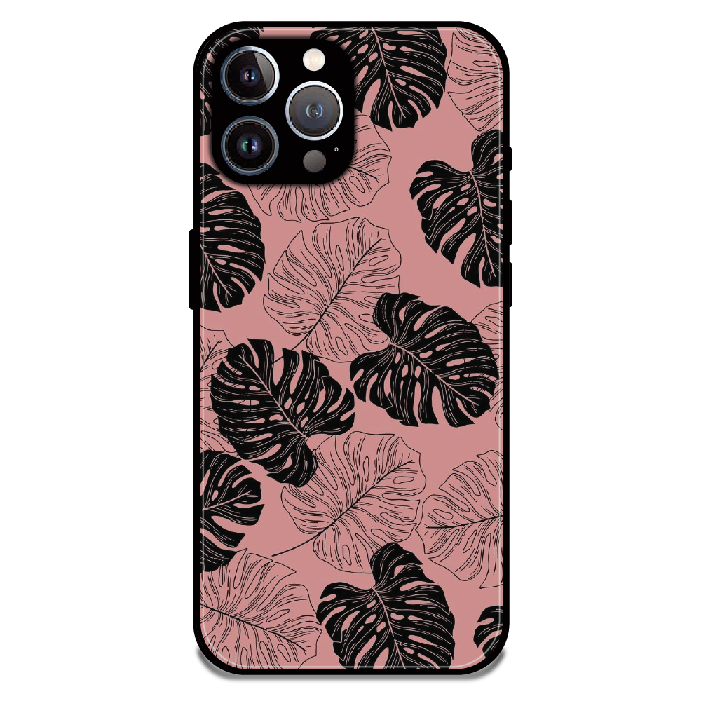 Tropical Monstera Leaf Pattern - Glossy Metal Silicone Case For Apple iPhone 12 Pro Max