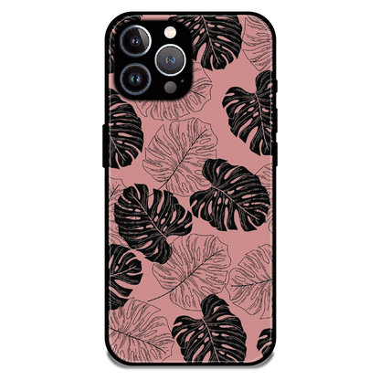 Tropical Monstera Leaf Pattern - Glossy Metal Silicone Case For Apple iPhone 12 Pro Max