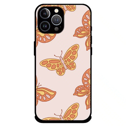 Soft Peach Butterfly Pattern - Glossy Metal Silicone Case For Apple iPhone 12 Pro Max