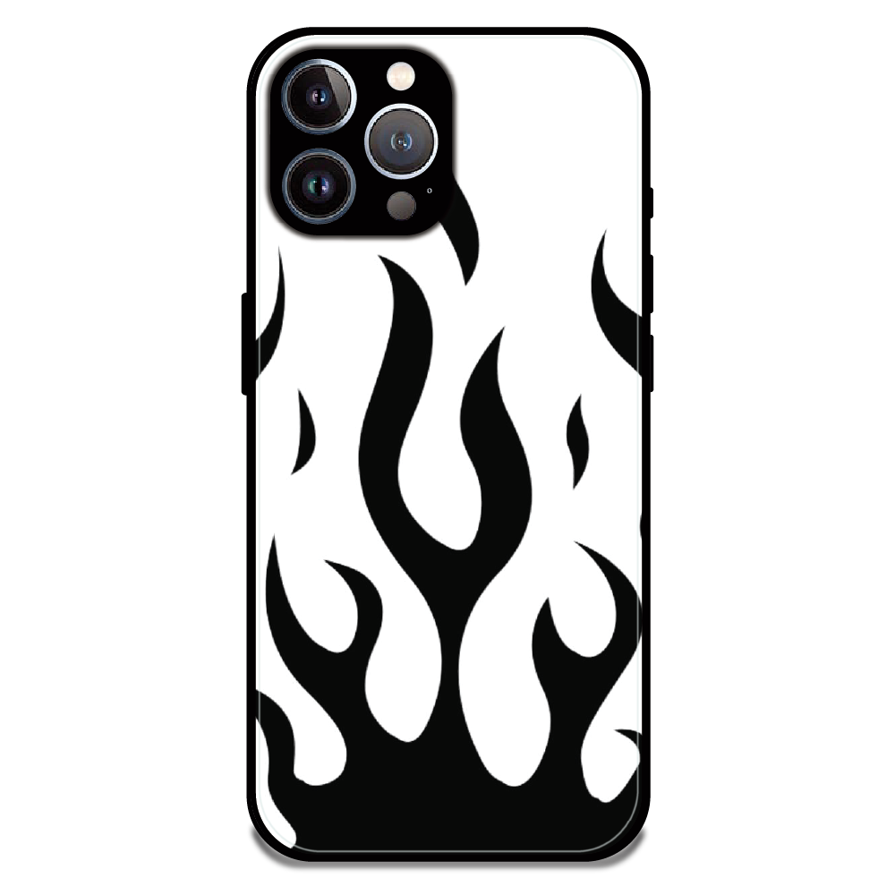 Monochrome Flame Art - Glossy Metal Silicone Case For Apple iPhone 12 Pro Max