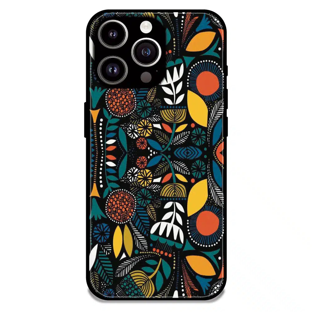 Folk Floral Night Garden - Glossy Metal Silicone Case For Apple iPhone 12 Pro Max