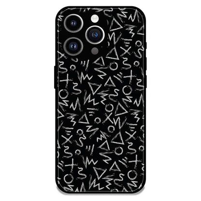Geometric Black & White Pattern - Glossy Metal Silicone Case For Apple iPhone 12 Pro Max