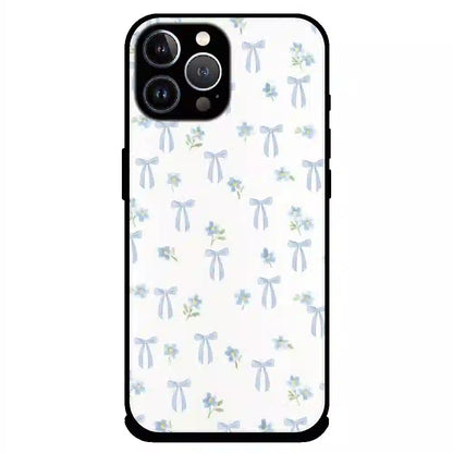 Soft Blue Bow Floral - Glossy Metal Silicone Case For Apple iPhone 12 Pro Max