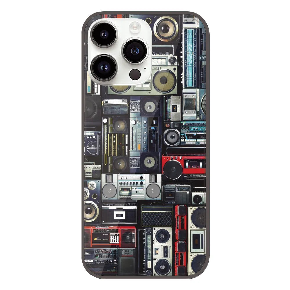 Retro Boombox Music Pattern - Printed Silicone Case For Apple iPhone 12 Pro Max