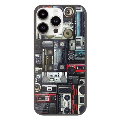 Retro Boombox Music Pattern - Printed Silicone Case For Apple iPhone 12 Pro Max