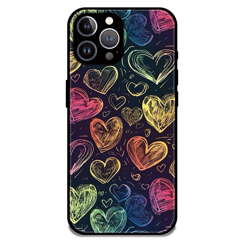 Neon Love Scribble - Glossy Metal Silicone Case For Apple iPhone 12 Pro Max