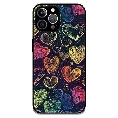 Neon Love Scribble - Glossy Metal Silicone Case For Apple iPhone 12 Pro Max