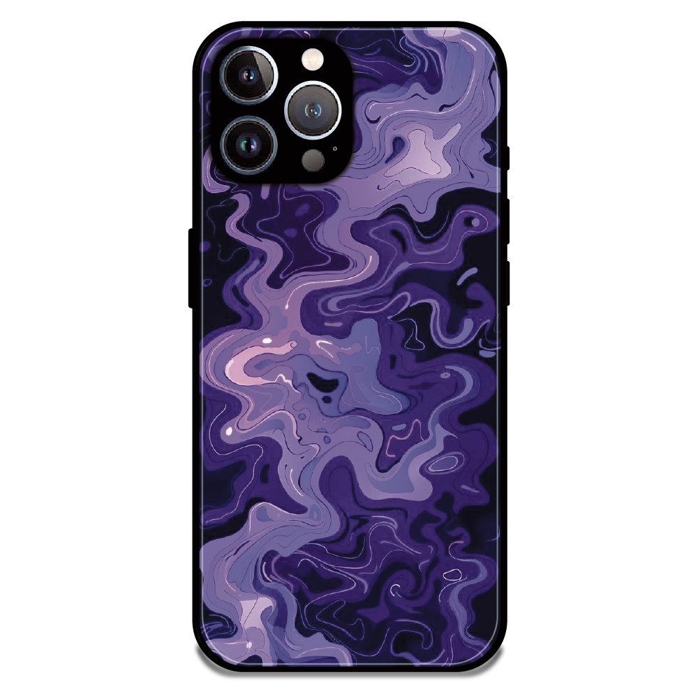Purple Wave Abstract - Glossy Metal Silicone Case For Apple iPhone 12 Pro Max