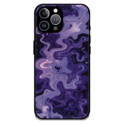 Purple Wave Abstract - Glossy Metal Silicone Case For Apple iPhone 12 Pro Max