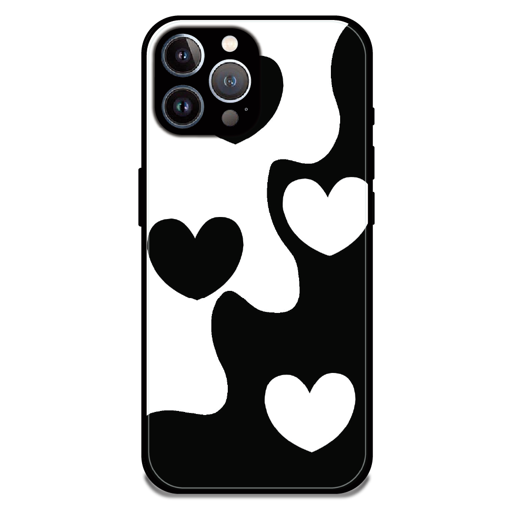Monochrome Heart Flow - Glossy Metal Silicone Case For Apple iPhone 12 Pro Max