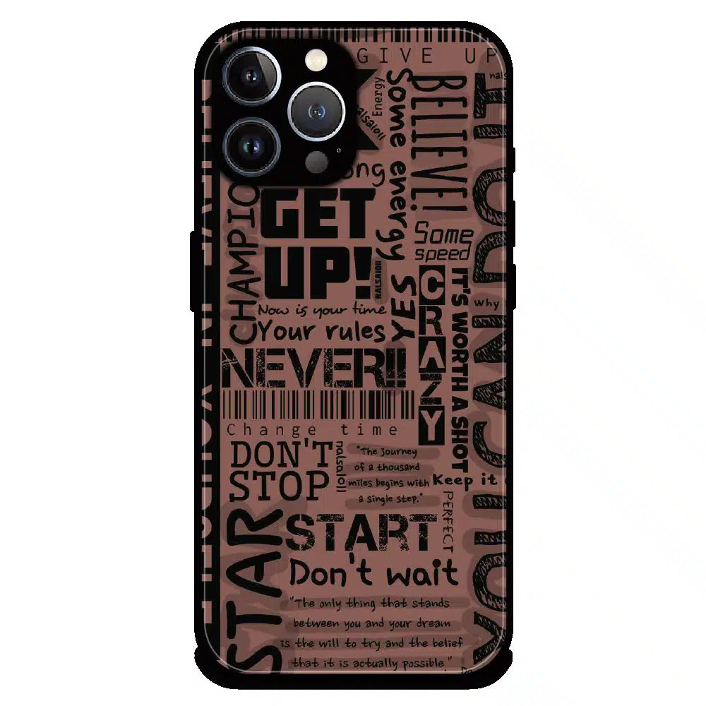 Never Give Up Typography - Glossy Metal Silicone Case For Apple iPhone 12 Pro Max