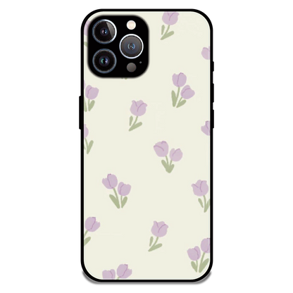 Minimal Tulip Pattern - Glossy Metal Silicone Case For Apple iPhone 12 Pro Max