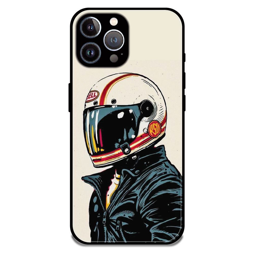 Retro Racer Helmet - Glossy Metal Silicone Case For Apple iPhone 12 Pro Max