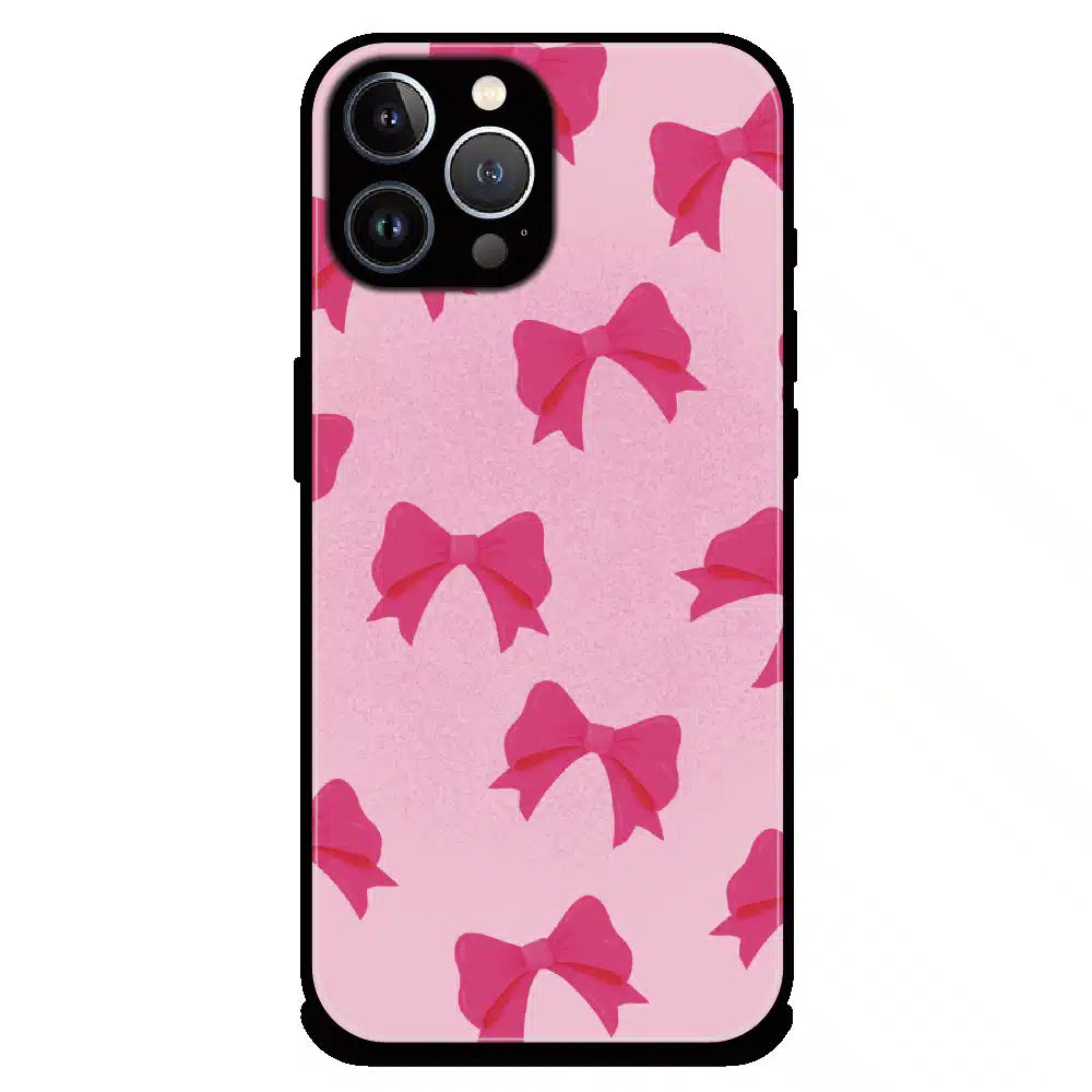 Pink Bow Aesthetic Pattern - Glossy Metal Silicone Case For Apple iPhone 12 Pro Max