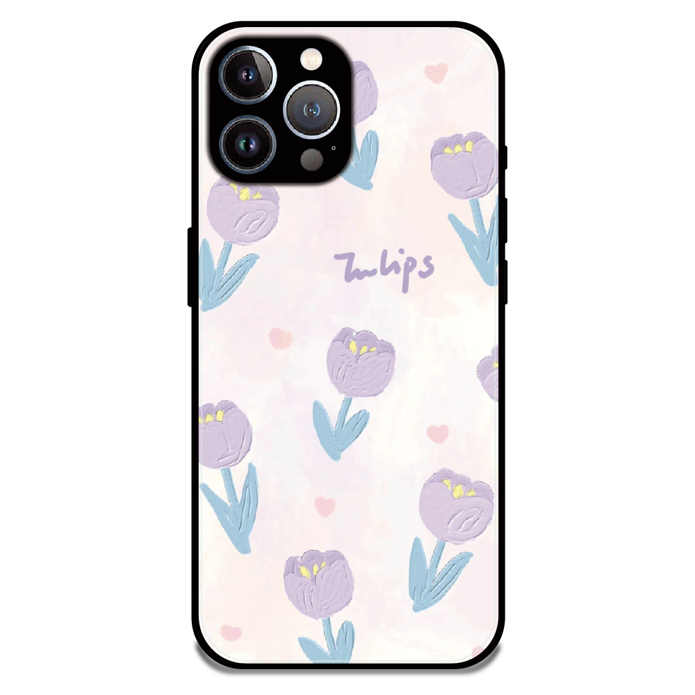 Pastel Tulip Floral - Glossy Metal Silicone Case For Apple iPhone 12 Pro Max