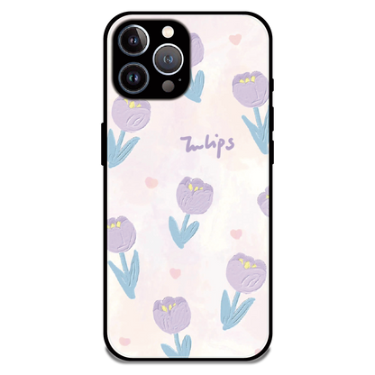 Pastel Tulip Floral - Glossy Metal Silicone Case For Apple iPhone 12 Pro Max