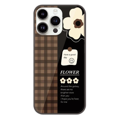 Brown Checkered Flower Quote - Printed Silicone Case For Apple iPhone 12 Pro Max