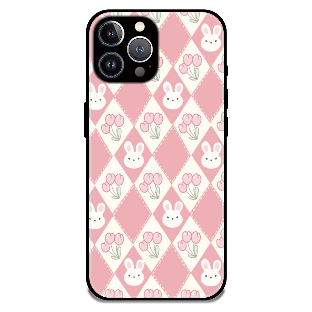 Pink Bunny Argyle - Glossy Metal Silicone Case For Apple iPhone 12 Pro Max