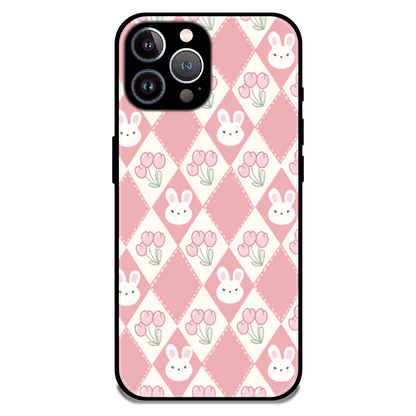 Pink Bunny Argyle - Glossy Metal Silicone Case For Apple iPhone 12 Pro Max
