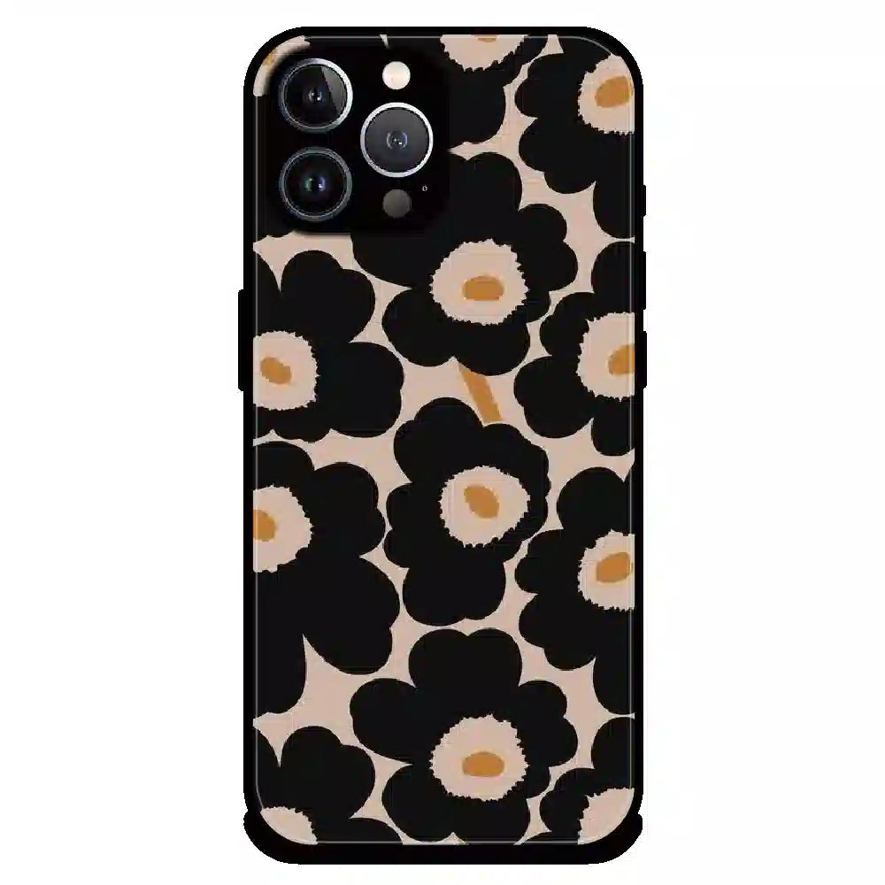 Bold Black Daisy Bloom - Glossy Metal Silicone Case For Apple iPhone 12 Pro Max