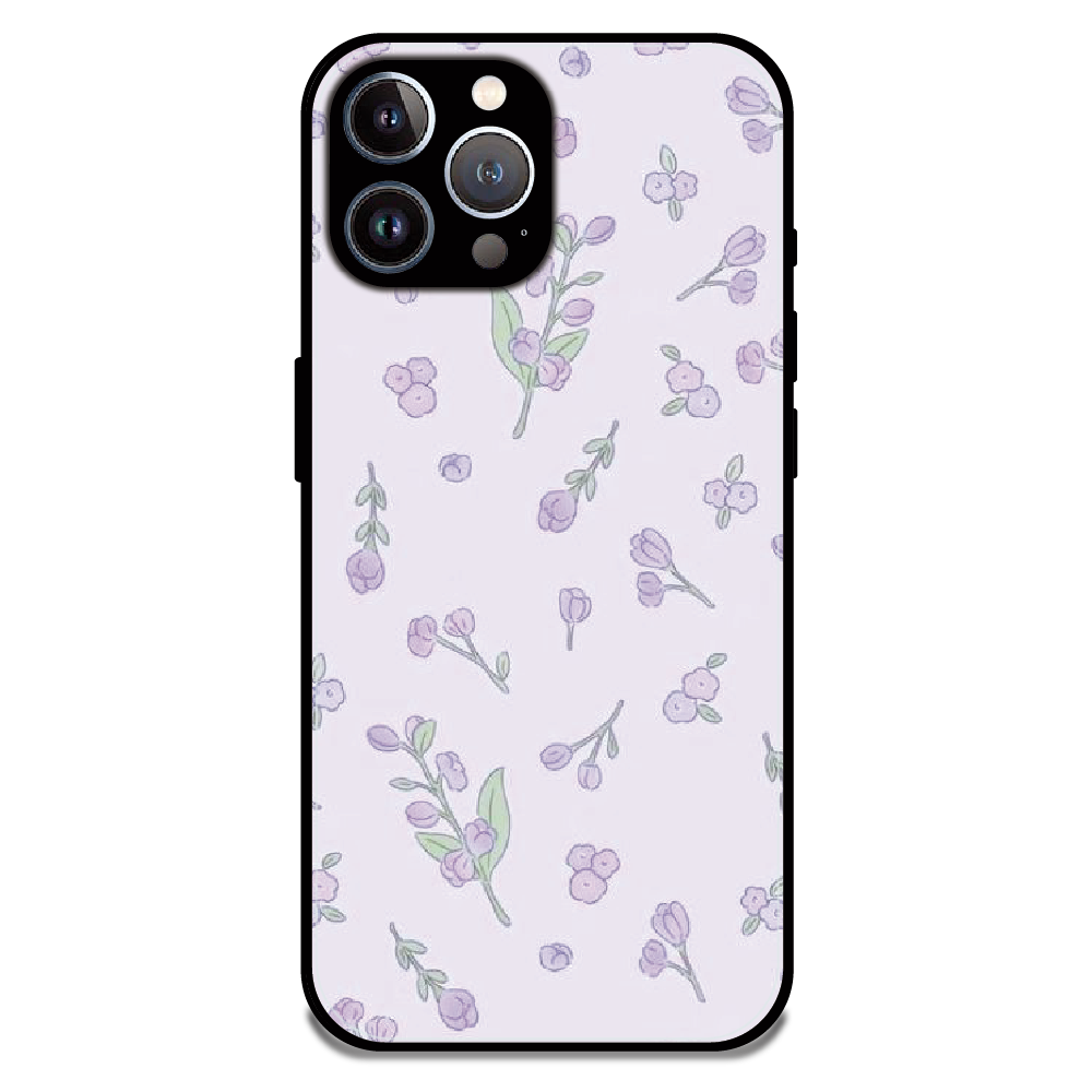 Lavender Floral Ditsy - Glossy Metal Silicone Case For Apple iPhone 12 Pro Max