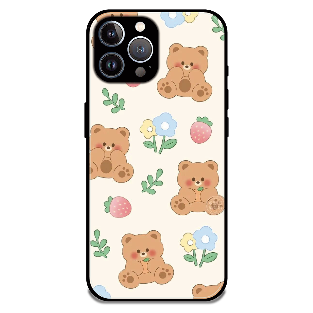 Cute Teddy Garden - Glossy Metal Silicone Case For Apple iPhone 12 Pro Max