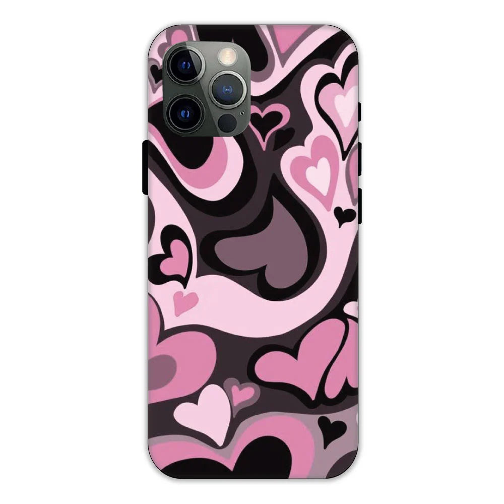 Pink & Black Mini Hearts Hard Case Apple iPhone 12 Pro Models