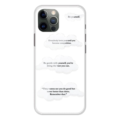 Quotes And Clouds - Clear Printed Silicone Case For Apple iPhone Models- Apple iPhone 12 pro