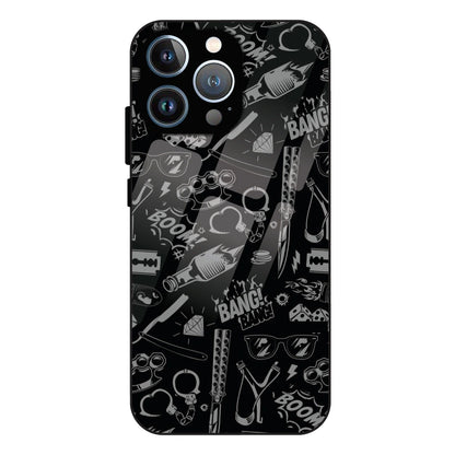 Black Graphic Street Art - Glass Case For Apple iPhone 12 Pro