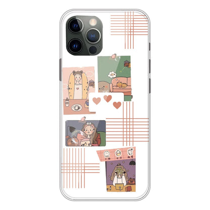 Cute Girl Collage - Clear Printed Silicone Case For Apple iPhone Models -Apple iPhone 12 pro