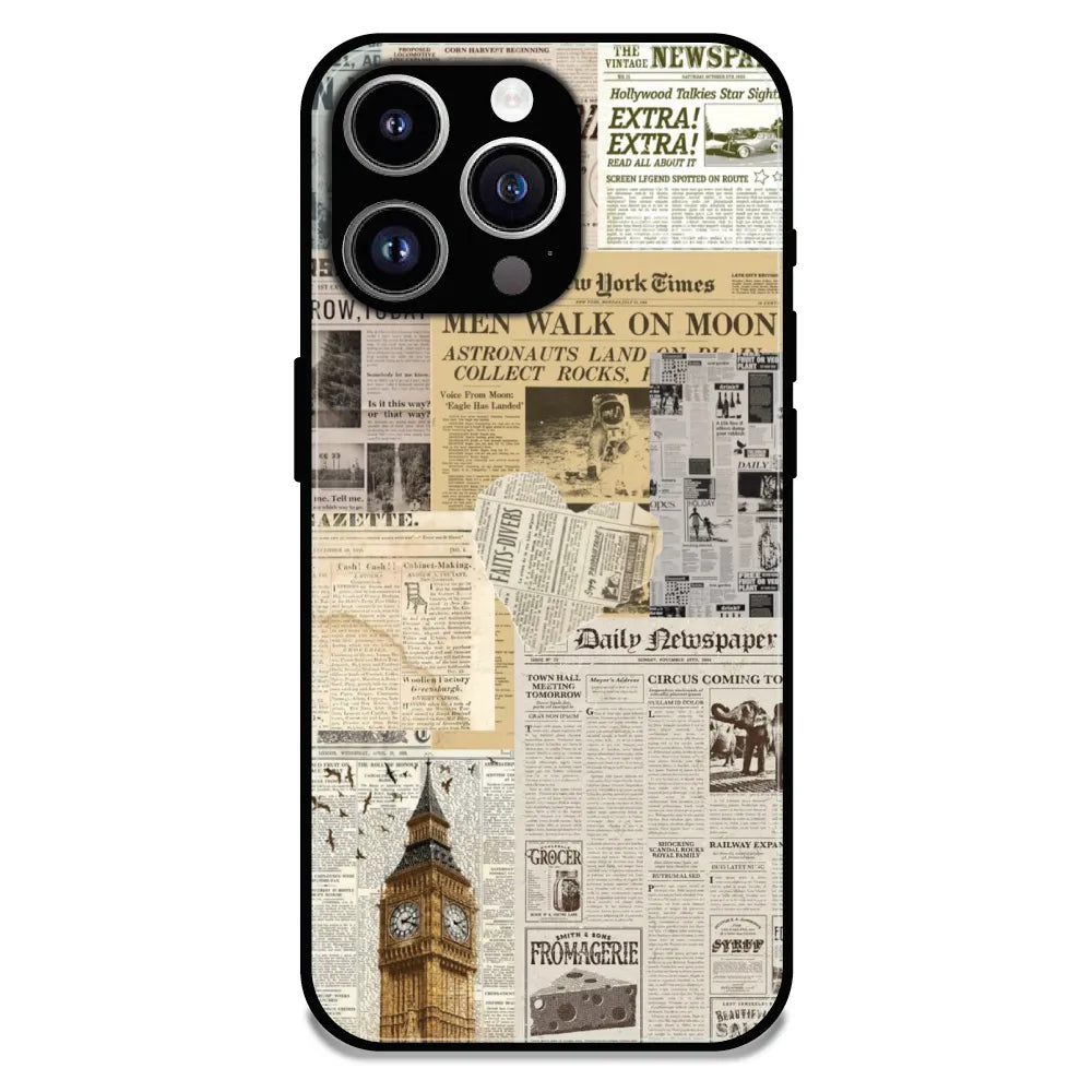 Vintage Newspaper Collage - Glossy Metal Silicone Case For Apple iPhone 12 Pro