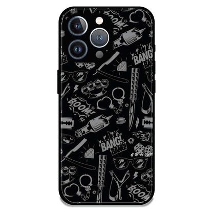 Black Graphic Street Art - Glossy Metal Silicone Case For Apple iPhone 12 Pro