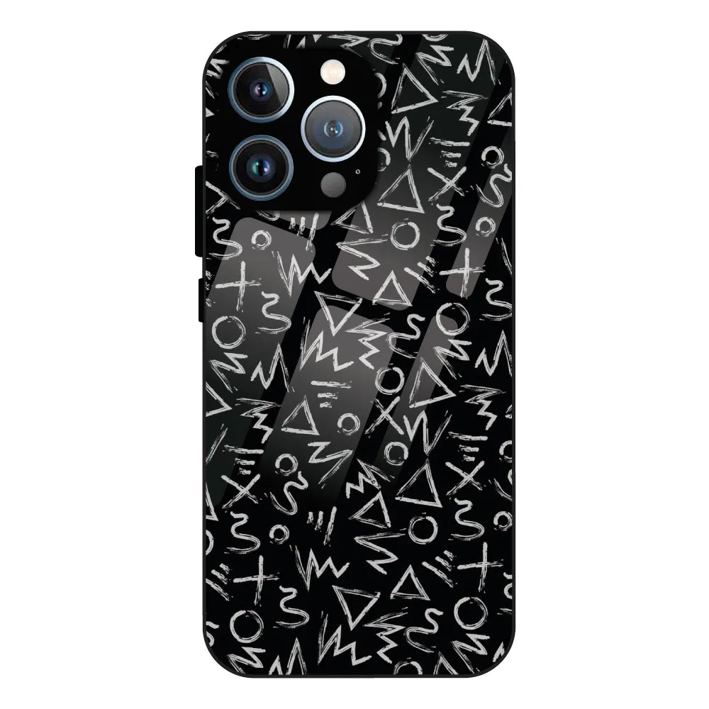 Geometric Black & White Pattern - Glass Case For Apple iPhone 12 Pro