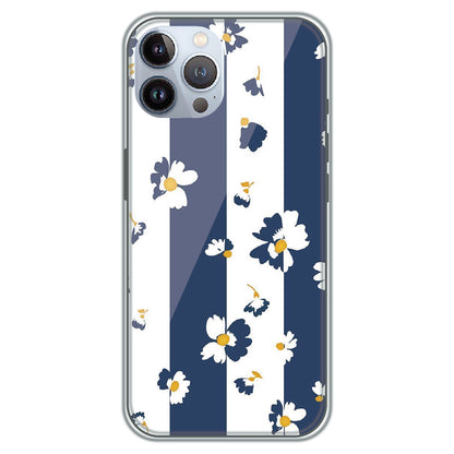 Blue Daisy Stripes - Printed Silicone Case for Apple iPhone 12 Pro