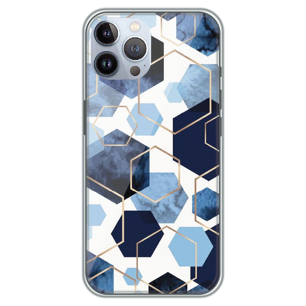 Blue Hex Mosaic - Printed Silicone Case for Apple iPhone 12 Pro