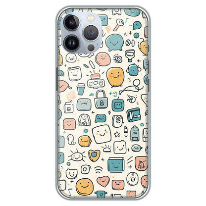 Happy Doodle Icons - Printed Silicone Case for Apple iPhone 12 Pro