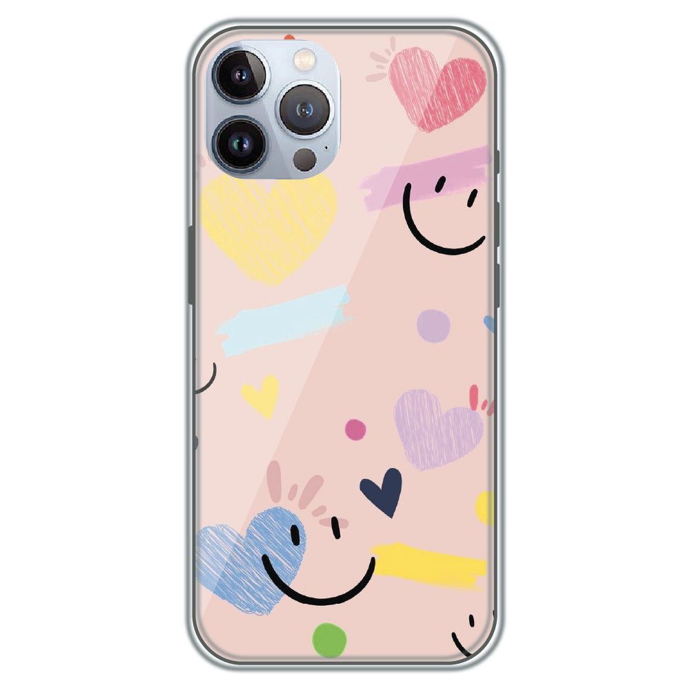 Happy Hearts Doodle - Printed Silicone Case for Apple iPhone 12 Pro