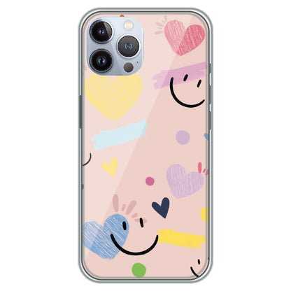 Happy Hearts Doodle - Printed Silicone Case for Apple iPhone 12 Pro