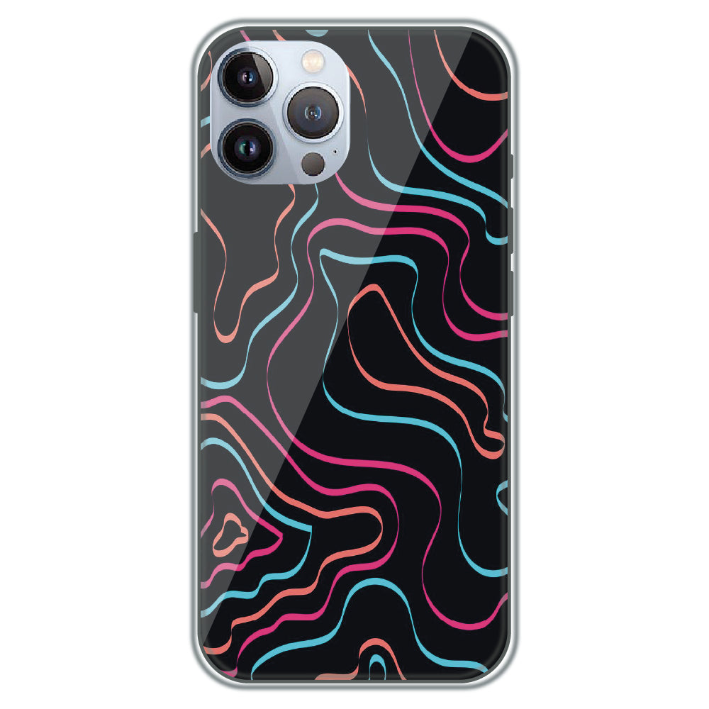 Neon Wave Lines - Printed Silicone Case for Apple iPhone 12 Pro