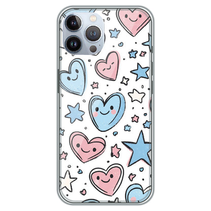Smiling Hearts & Stars - Printed Silicone Case for Apple iPhone 12 Pro