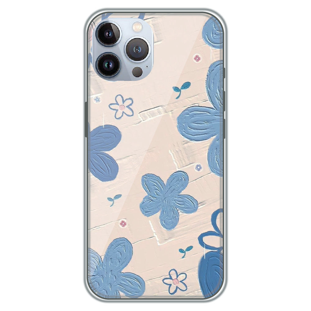 Textured Blue Blossoms - Printed Silicone Case for Apple iPhone 12 Pro